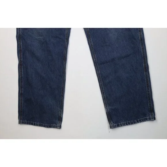 Vintage Y2K Carhartt Mens 36x32 Faded Wide Leg Dungaree Denim Jeans Blue Cotton